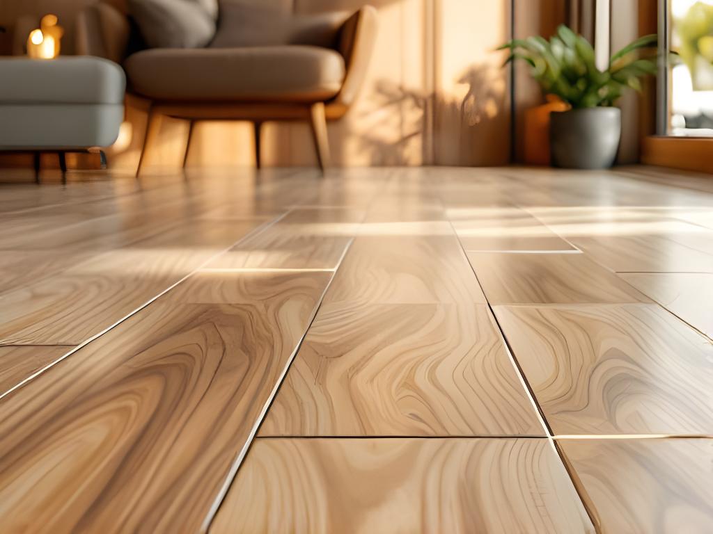 Piso cerámico imitación madera en un ambiente cálido, con vetas visibles y terminación prolija